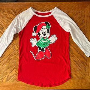 Unworn XS Minnie Mouse Christmas 3/4 Shirt